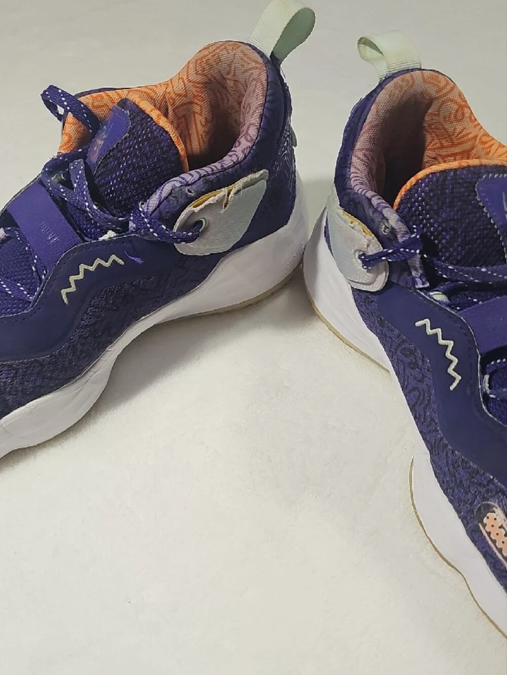 Adidas Men's Sneakers in Purple with Orange and Mint Accents
